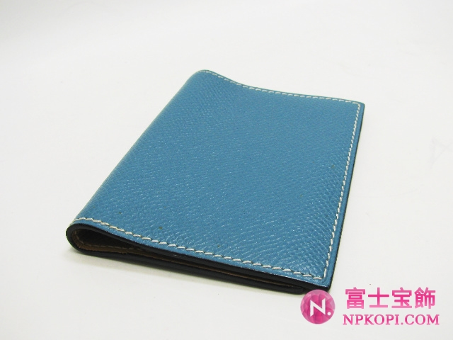 エルメス手帳カバーブルージーン（金具：シルバー） HERMES328015